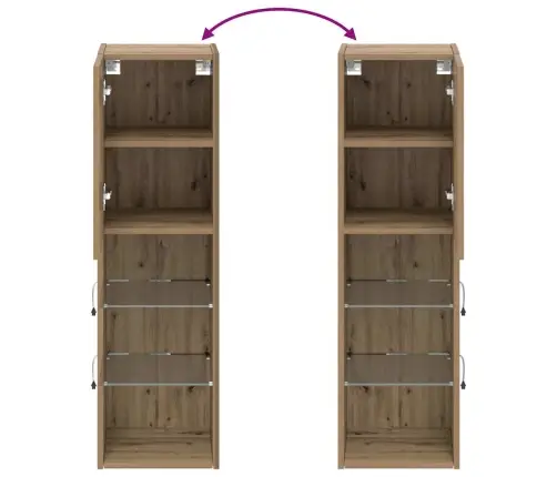 Tv Spintelės Su Led, 2Vnt., Rudos Ąžuolo, 30,5X30X102Cm