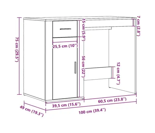 Rašomasis Stalas Old Wood 100X49X75 Cm Inžinierinė Mediena