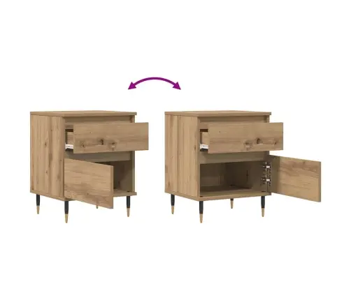 Naktinės Spintelės, 2Vnt., Artisano Ąžuolo, 40X35X50cm Mediena