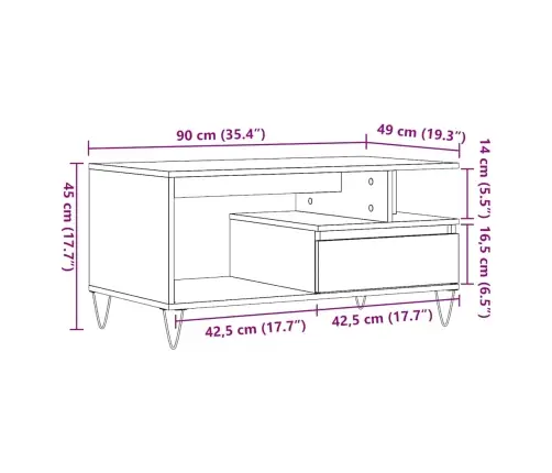 Kafijas Galdiņš, Veca Koka, 90X49X45 Cm, Inženierijas Koks Vidaxl