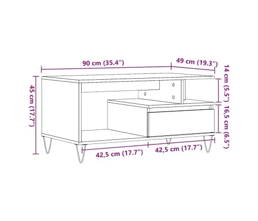 Diivanilaud Artisan Tamm 90X49X45 Cm Engineered Wood Diivanilaud Artisan Tamm 90X49X45 Cm Engineered Wood