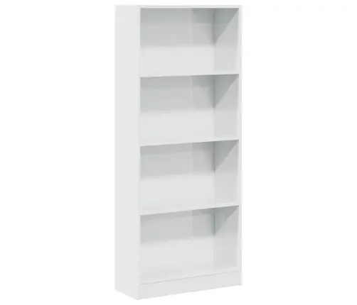 Grāmatplaukts, Spīdīgi Balts, 60X24X143 Cm, Inženierijas Koks Vidaxl