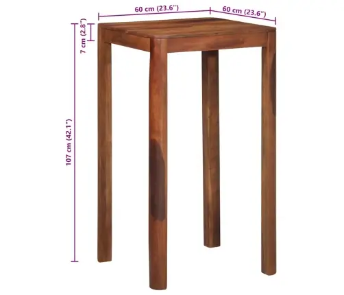 Baro Stalas 60X60X107 Cm Akacijos Masyvo