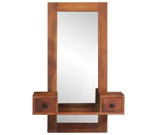 Sienas Spogulis Ar Atvilktnēm 60X33X90 Cm Akācijas Masīvkoka Vidaxl