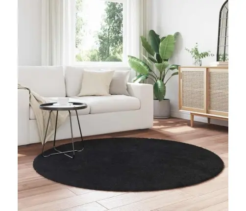 Paklājs, 160X160 Cm, Shaggy, Navarra, Melns, Poliesters Vidaxl