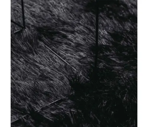 Paklājs, 160X160 Cm, Shaggy, Navarra, Melns, Poliesters Vidaxl