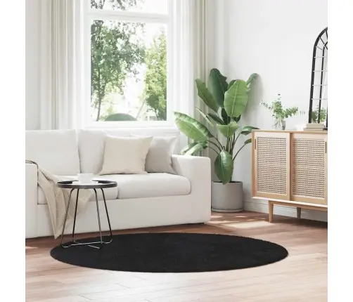 Paklājs, 160X160 Cm, Shaggy, Navarra, Melns, Poliesters Vidaxl