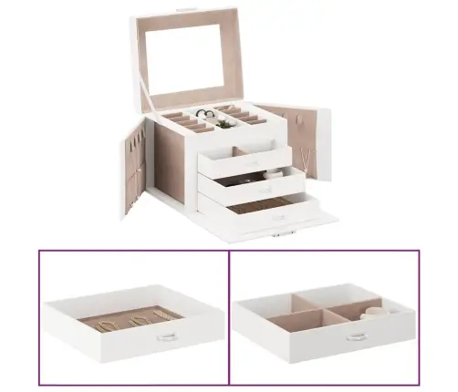 Rotaslietu Kastīte 4 Slāņu Ar Spoguli Slēdzamu 22,5X17,5X16,5Cm Vidaxl