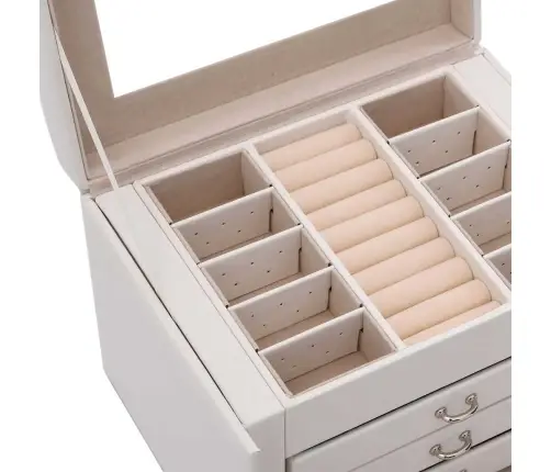 Rotaslietu Kastīte 4 Slāņu Ar Spoguli Slēdzamu 22,5X17,5X16,5Cm Vidaxl