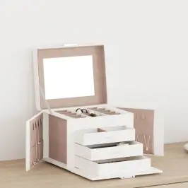 Rotaslietu Kastīte 4 Slāņu Ar Spoguli Slēdzamu 22,5X17,5X16,5Cm Vidaxl