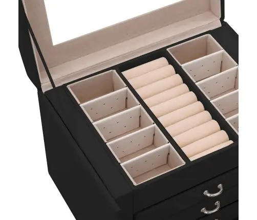 Rotaslietu Kastīte 4 Slāņu Ar Spoguli Slēdzamu 22,5X17,5X16,5Cm Vidaxl