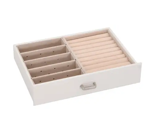 Papuošalų Dėžutė 5 Sluoksnių Su Veidrodžiu, Užrakinama, Balta