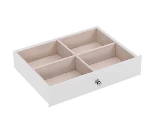 Papuošalų Dėžutė 6 Sluoksnių Su Veidrodžiu, Užrakinama, Balta