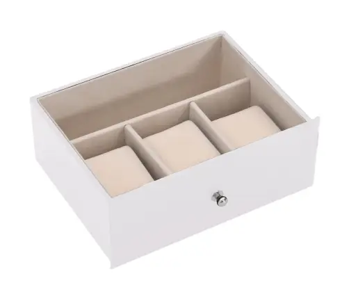 Papuošalų Dėžutė 6 Sluoksnių Su Veidrodžiu, Užrakinama, Balta