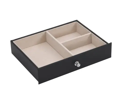 Papuošalų Dėžutė 6 Sluoksnių Su Veidrodžiu, Užrakinama, Juoda