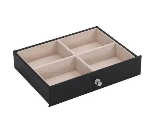 Papuošalų Dėžutė 6 Sluoksnių Su Veidrodžiu, Užrakinama, Juoda