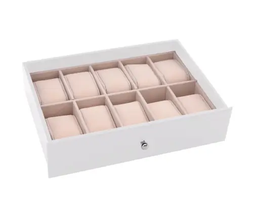 Juvelierizstrādājumu Kastīte 10Slāņu Pulksteņu Turētājiem Balti Vidaxl