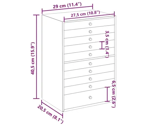 Rotaslietu Kastīte 10 Slāņu Pulksteņu Turētājiem 29X20,5X40,5Cm Vidaxl