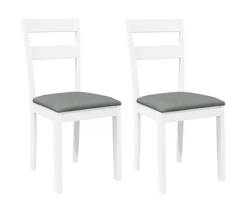 Ēdamistabas Krēsli Ar Spilveniem 2 Gab. Balta Masīvkoka Gumija Vidaxl