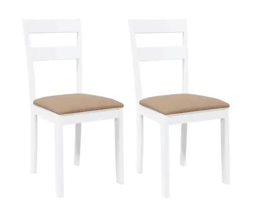 Ēdamistabas Krēsli Ar Spilveniem 2 Gab. Balta Masīvkoka Gumija Vidaxl