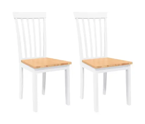 Ēdamistabas Krēsli 2 Gab. Balta Masīvkoka Gumija Vidaxl