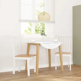 Ēdamistabas Krēsli 2 Gab. Balta Masīvkoka Gumija Vidaxl