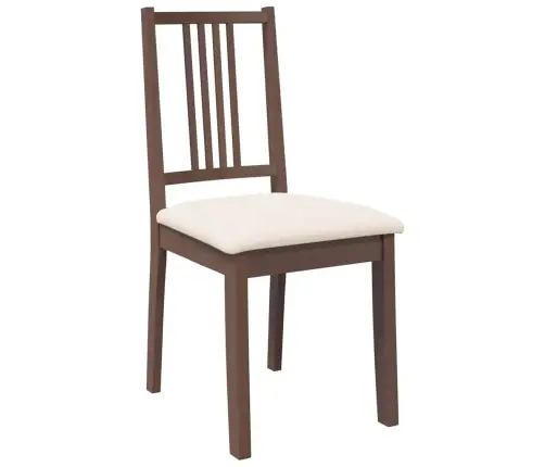 Valgomojo Kėdės Su Pagalvėlėmis 2 Vnt Ruda Medžio Masyvo Guma