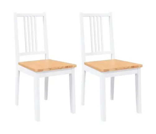 Ēdamistabas Krēsli 2 Gab. Balta Masīvkoka Gumija Vidaxl