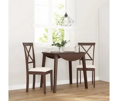 Ēdamistabas Krēsli Ar Spilveniem 2 Gab. Brūna Masīvkoka Gumija Vidaxl