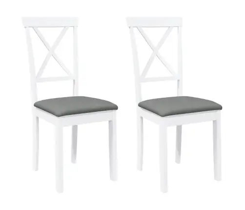 Valgomojo Kėdės Su Pagalvėlėmis 2 Vnt Balta Medžio Masyvo Guma