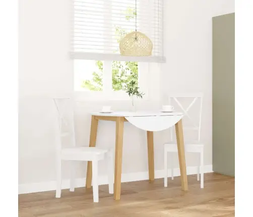 Valgomojo Kėdės 2 Vnt Baltos Medžio Masyvo Gumos