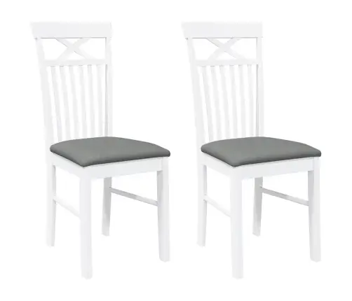 Ēdamistabas Krēsli Ar Spilveniem 2 Gab. Balta Masīvkoka Gumija Vidaxl