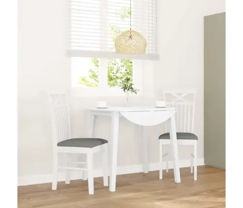 Ēdamistabas Krēsli Ar Spilveniem 2 Gab. Balta Masīvkoka Gumija Vidaxl