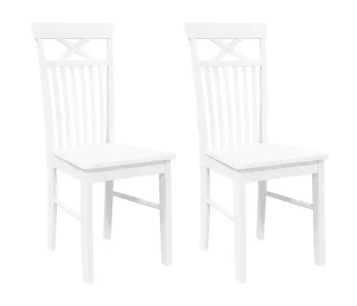 Valgomojo Kėdės 2 Vnt Baltos Medžio Masyvo Gumos