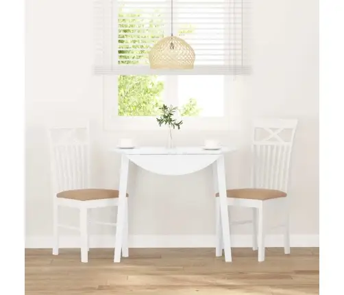 Ēdamistabas Krēsli Ar Spilveniem 2 Gab. Balta Masīvkoka Gumija Vidaxl