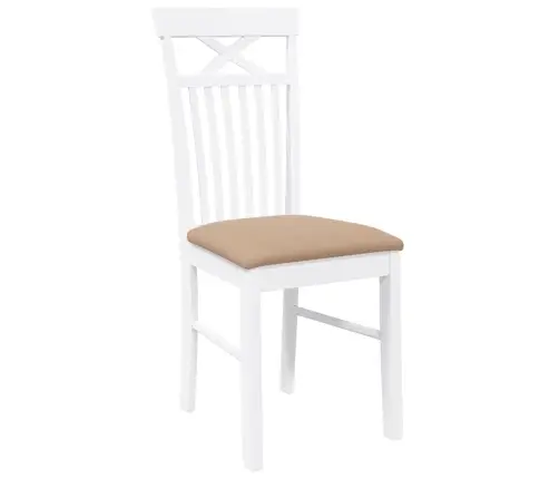 Ēdamistabas Krēsli Ar Spilveniem 2 Gab. Balta Masīvkoka Gumija Vidaxl