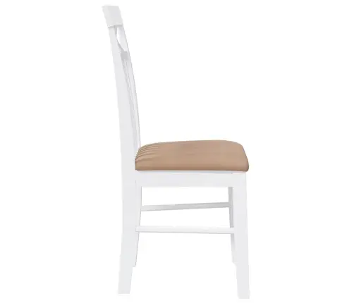 Ēdamistabas Krēsli Ar Spilveniem 2 Gab. Balta Masīvkoka Gumija Vidaxl