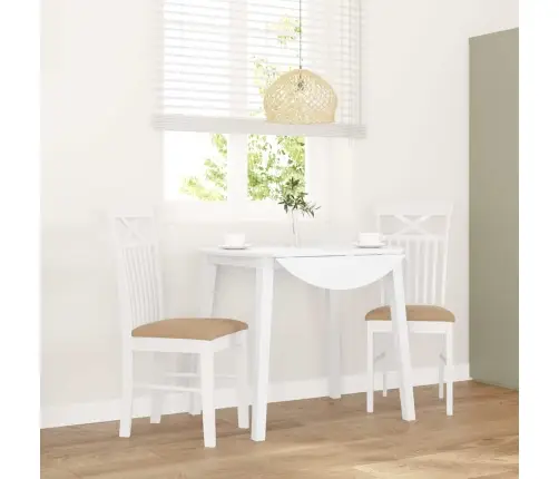 Ēdamistabas Krēsli Ar Spilveniem 2 Gab. Balta Masīvkoka Gumija Vidaxl