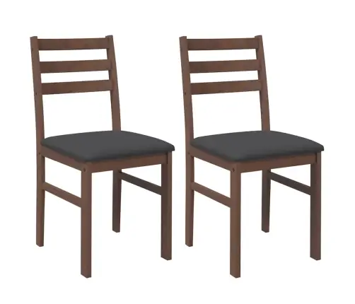 Valgomojo Kėdės Su Pagalvėlėmis 2 Vnt Ruda Medžio Masyvo Guma