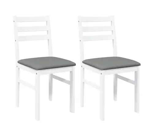 Söögitoolid Patjadega, 2 Tk, Valge, Kautšukipuit Söögitoolid Patjadega, 2 Tk, Valge, Kautšukipuit