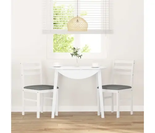 Söögitoolid Patjadega, 2 Tk, Valge, Kautšukipuit Söögitoolid Patjadega, 2 Tk, Valge, Kautšukipuit