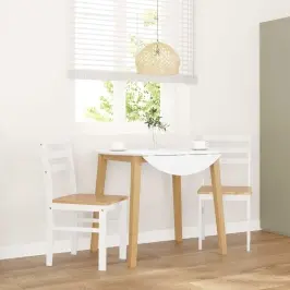 Ēdamistabas Krēsli 2 Gab. Balta Masīvkoka Gumija Vidaxl
