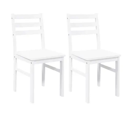 Söögitoolid, 2 Tk, Valge, Toekast Kautšukipuidust