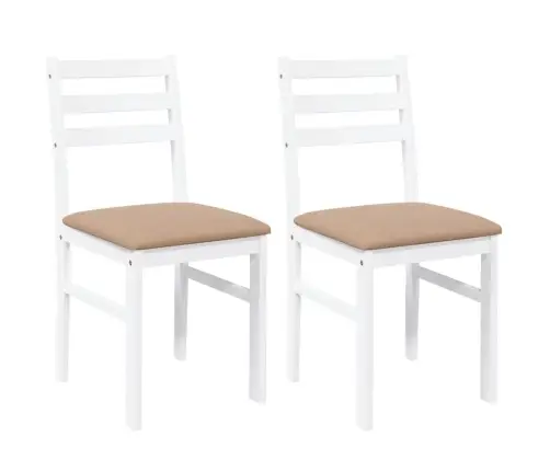 Ēdamistabas Krēsli Ar Spilveniem 2 Gab. Balta Masīvkoka Gumija Vidaxl