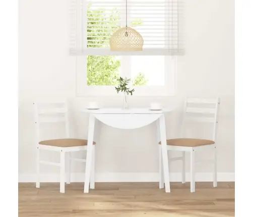 Ēdamistabas Krēsli Ar Spilveniem 2 Gab. Balta Masīvkoka Gumija Vidaxl