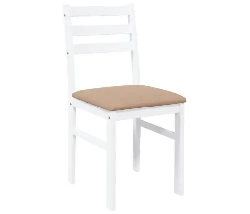 Ēdamistabas Krēsli Ar Spilveniem 2 Gab. Balta Masīvkoka Gumija Vidaxl