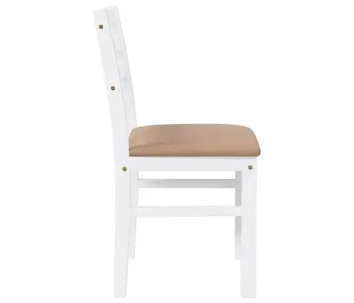 Ēdamistabas Krēsli Ar Spilveniem 2 Gab. Balta Masīvkoka Gumija Vidaxl