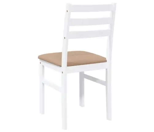 Ēdamistabas Krēsli Ar Spilveniem 2 Gab. Balta Masīvkoka Gumija Vidaxl