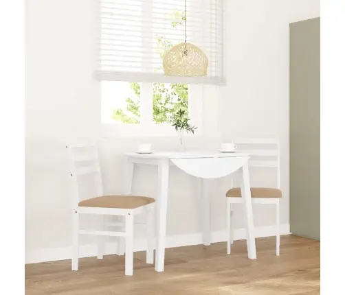 Ēdamistabas Krēsli Ar Spilveniem 2 Gab. Balta Masīvkoka Gumija Vidaxl