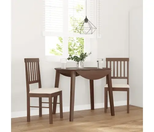 Ēdamistabas Krēsli Ar Spilveniem 2 Gab. Brūna Masīvkoka Gumija Vidaxl